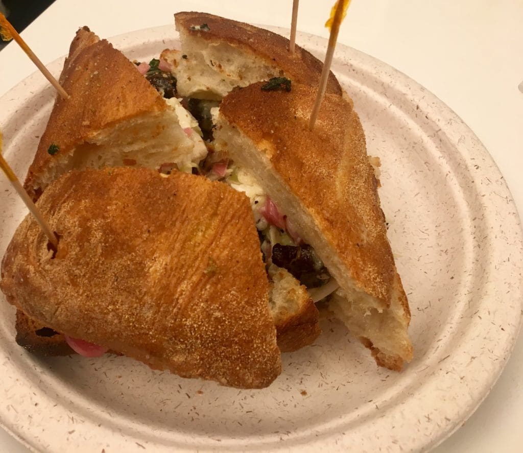 The sandwiches are brimming with mushrooms.  