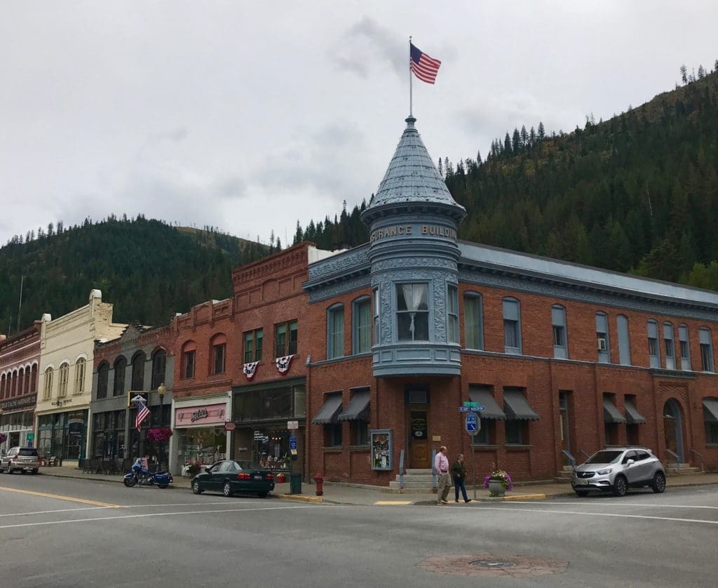 Downtown Wallace, Idaho. Manhole cover is dubbed "Center of the Universe."