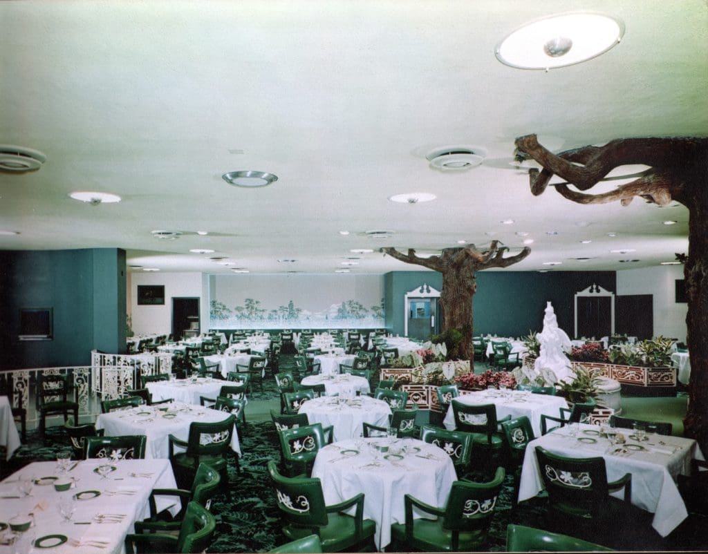 Another view of the Sky Terrace: Note the life-size plaster trees by San Antonio master Dionicio Rodriguez, who was famed for his faux bois work. (Courtesy the Brochsteins Inc. Archive)