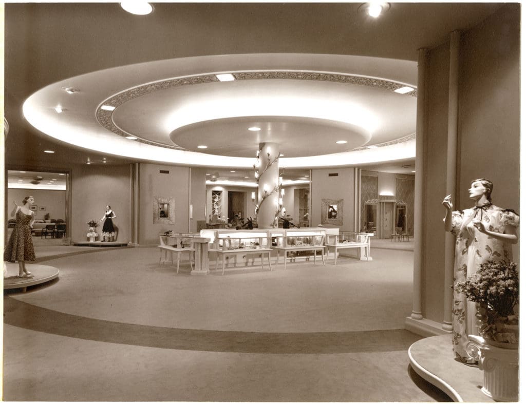 The Couture Department drew the booming, mid-century city's elite to its aerie interiors, where  exquisite designer garments were showcased. A devoted, solicitous sales staff completed the experience. (Courtesy Houston Metropolitan Research Center, Houston Public Library, Alfred C. Finn Collection, MSS0019-1570)