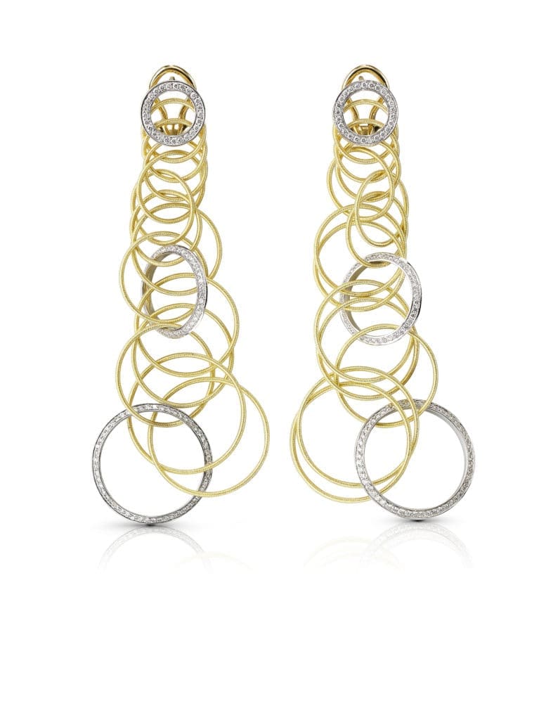 Buccellati pendant earrings in 18k gold with diamonds, $16,000 at Deutsch, Tenenbaum Jewelers