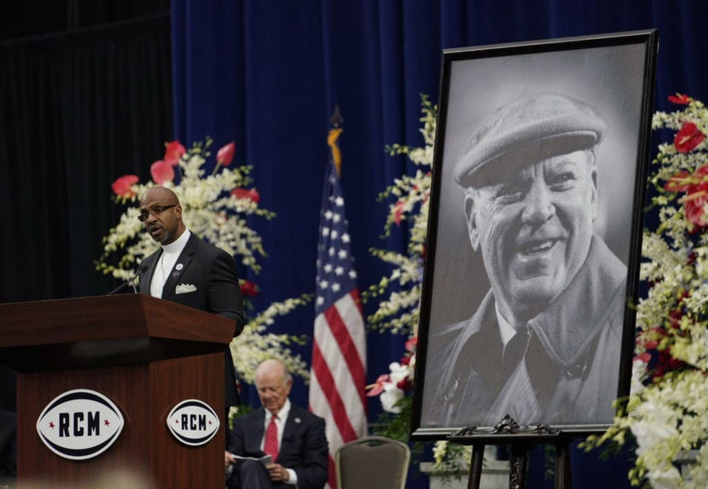 The Most Touching Scenes From Bob McNair’s Stadium Funeral: Jerry Jones’ Tears, Janice McNair’s Grace, Powerful Words From Heads of State and J.J. Watt and Kealia