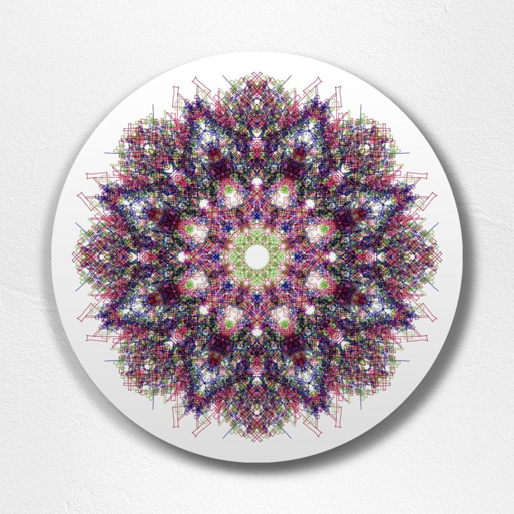 John Hovig's "Mandala - Hindrance," 2017 and ongoing. Among the stars of Houston Sawyer Yards complex, the artist's digital drawings mirror his background as a software developer with degrees in AI and electrical engineering. Limited-edition digital prints on aluminum, $180 (12-inch diameter); $1,740 (40-inch diameter); through the artist's studio. (The Silos at Sawyer Yards, 1502 Sawyer Street #106, Houston. 281.755.8127, artist@johnhovig.com, johnhovig.com)