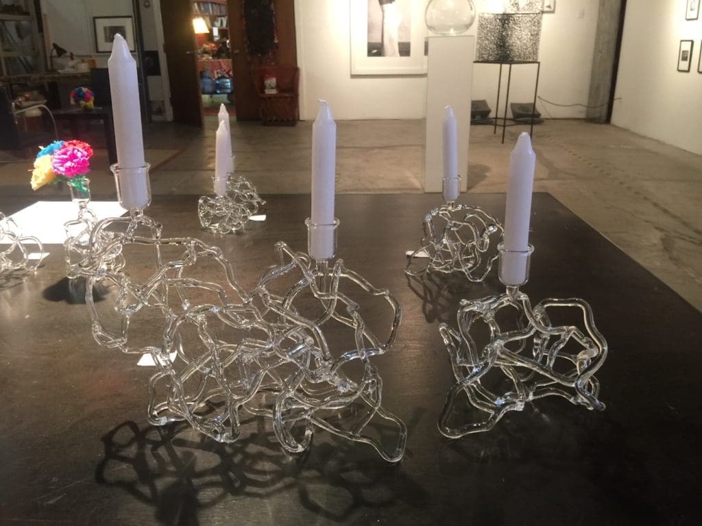 At Susan Plum's studio in the Houston Heights, the internationally exhibited artist hosts a final shopping party Saturday, December 22, noon to 4 pm. Candelabra, which represent the Mayan cosmology, are "woven" from glass filaments. $75 to $600, through the artist. Susan Plum Studio, 1827 Arlington, 713.542.6986, susanplum@gmail.com. (susanplum.com)