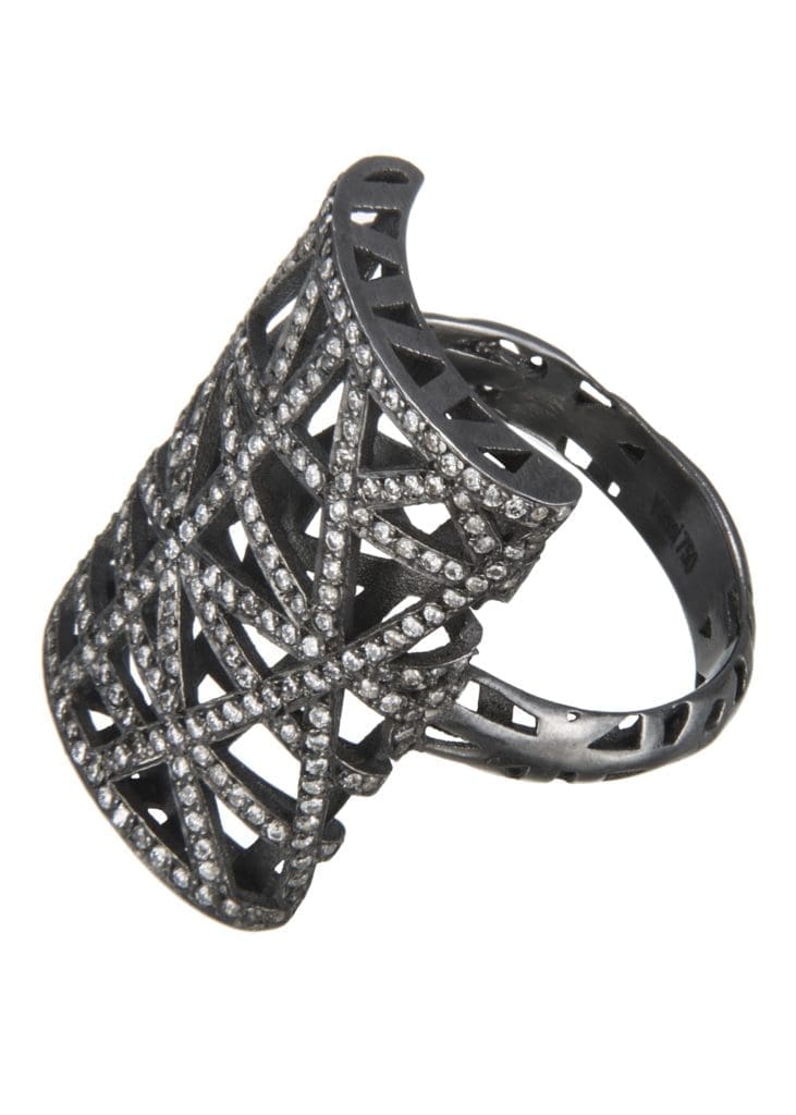 Yossi Harari gold and black rhodium lace ring $8,760 at Elizabeth Anthony