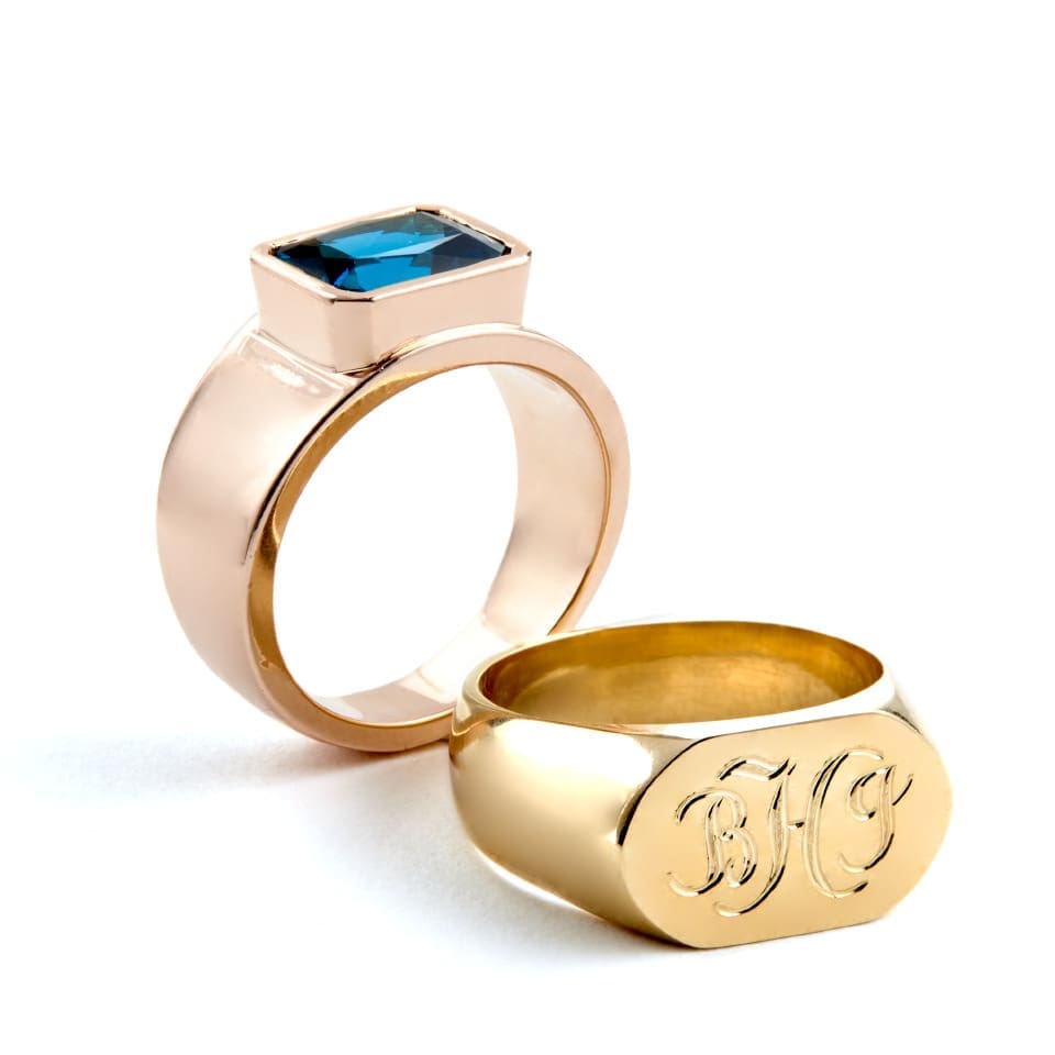 Hand-engraved initials on The Lord ring