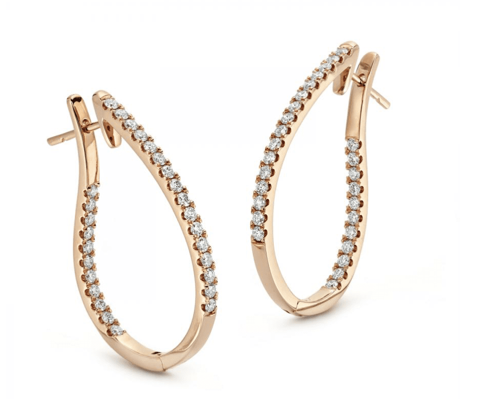 Belle earrings with diamonds in 18k white or rose gold, $3,700. 