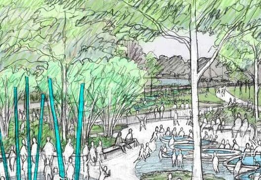 The plans call for water features. 
