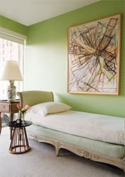 Betty Blake's guest room, where socialite Oatsie Charles dumped a case full of jewelry during our photoshoot. (Photo by Dan Piassick.)