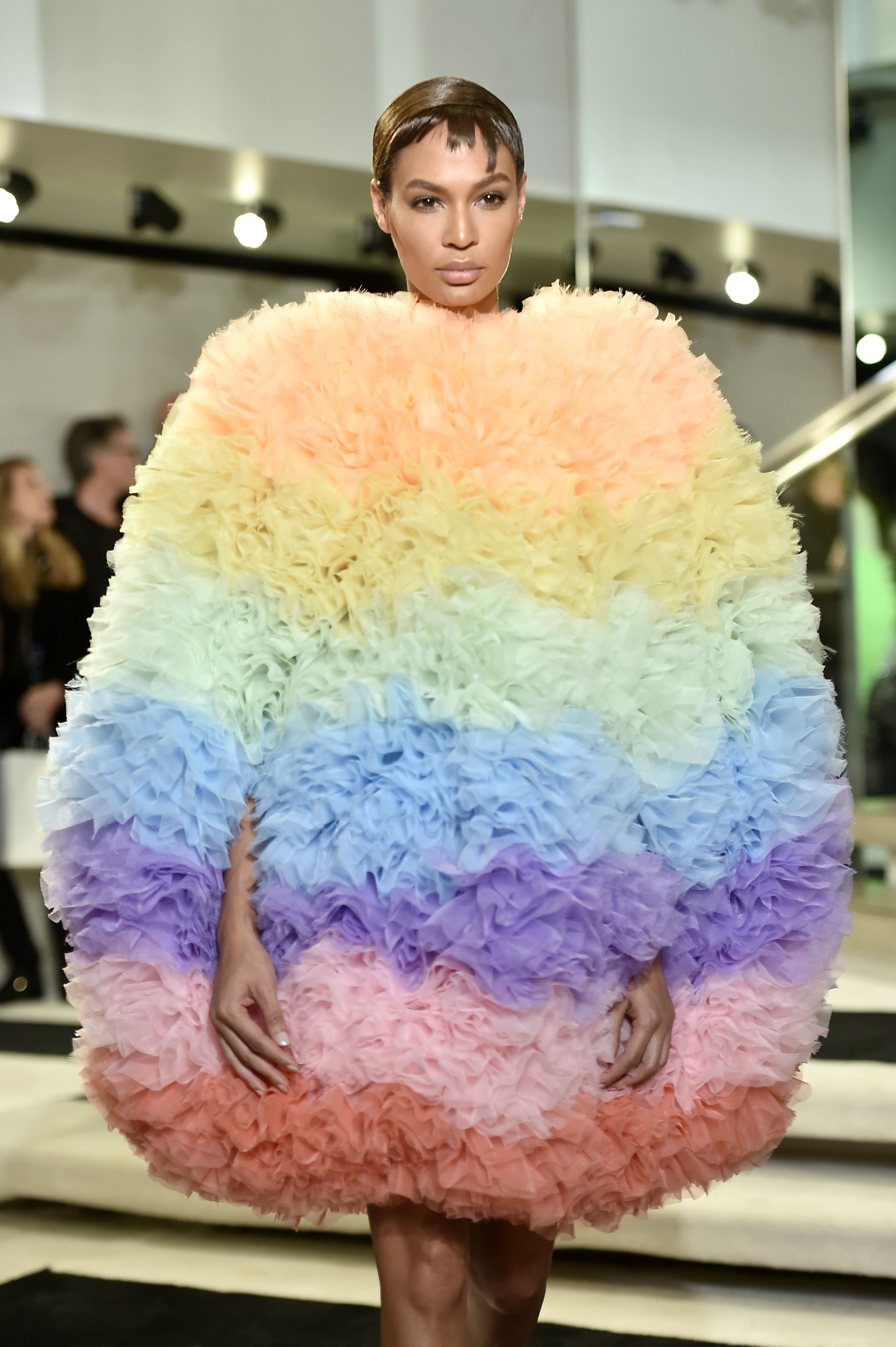 NEW YORK, NY - FEBRUARY 08:  Joan Smalls model walks the runway for the Tomo Koizumi fashion show during New York Fashion Week at Marc Jacobs Madison on February 8, 2019 in New York City.  (Photo by Steven Ferdman/Getty Images) (Photo by Steven Ferdman/Getty Images)