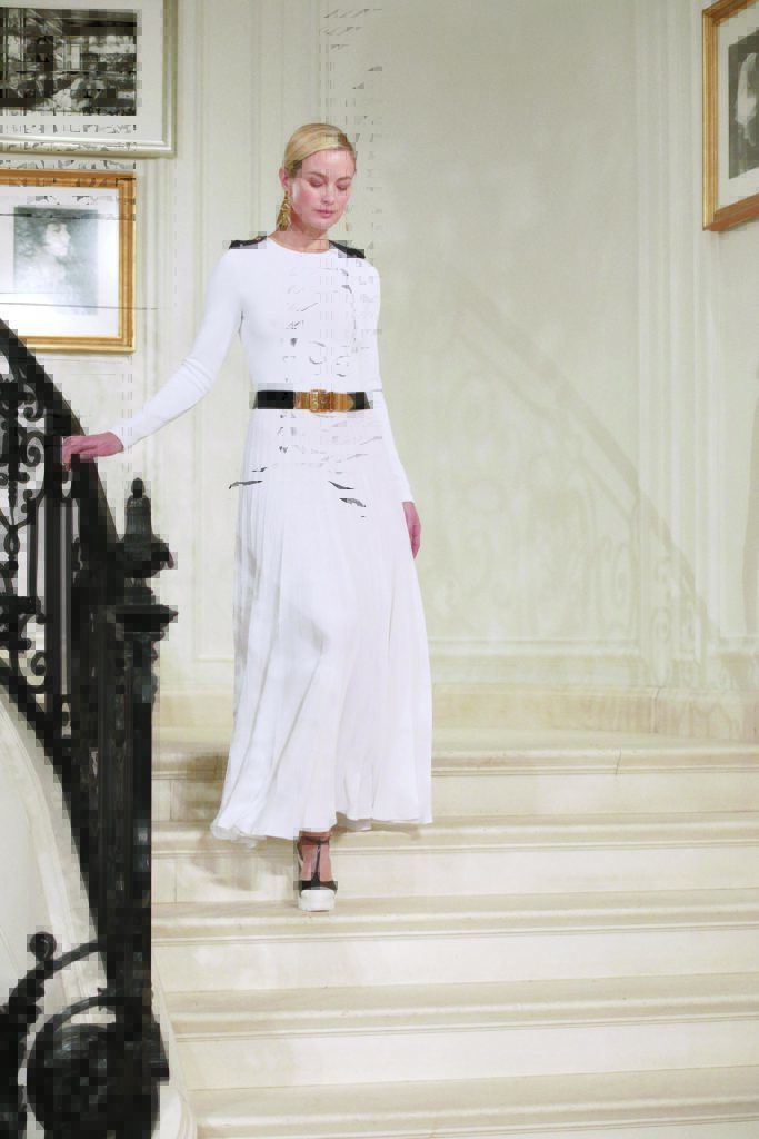 Ralph Lauren off-white matte viscose long-sleeve crewneck dress. Photo by  (Photo by Courtesy of Ralph Lauren)