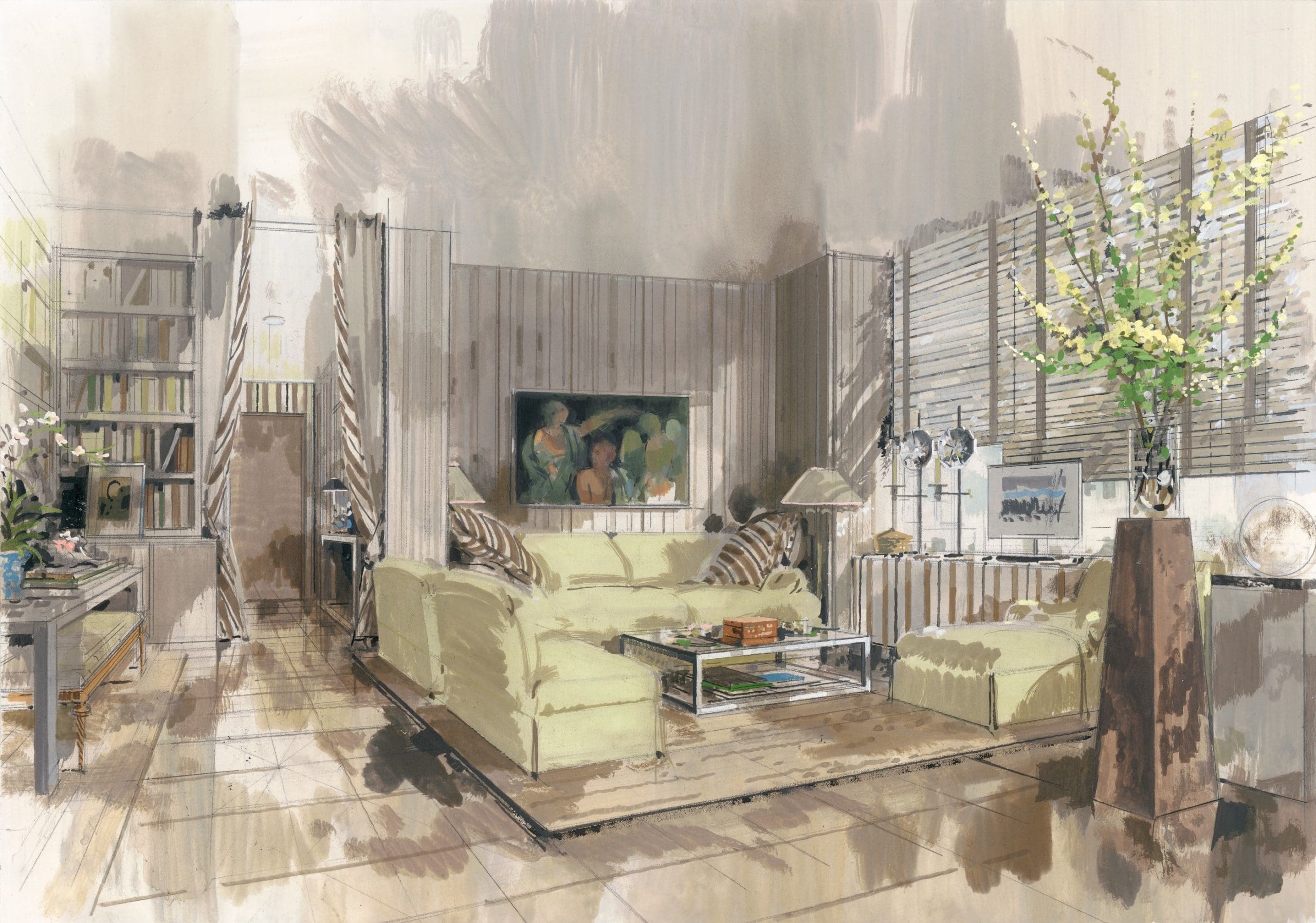Textile designer Albert Sardelli, living room, New York City, 1999