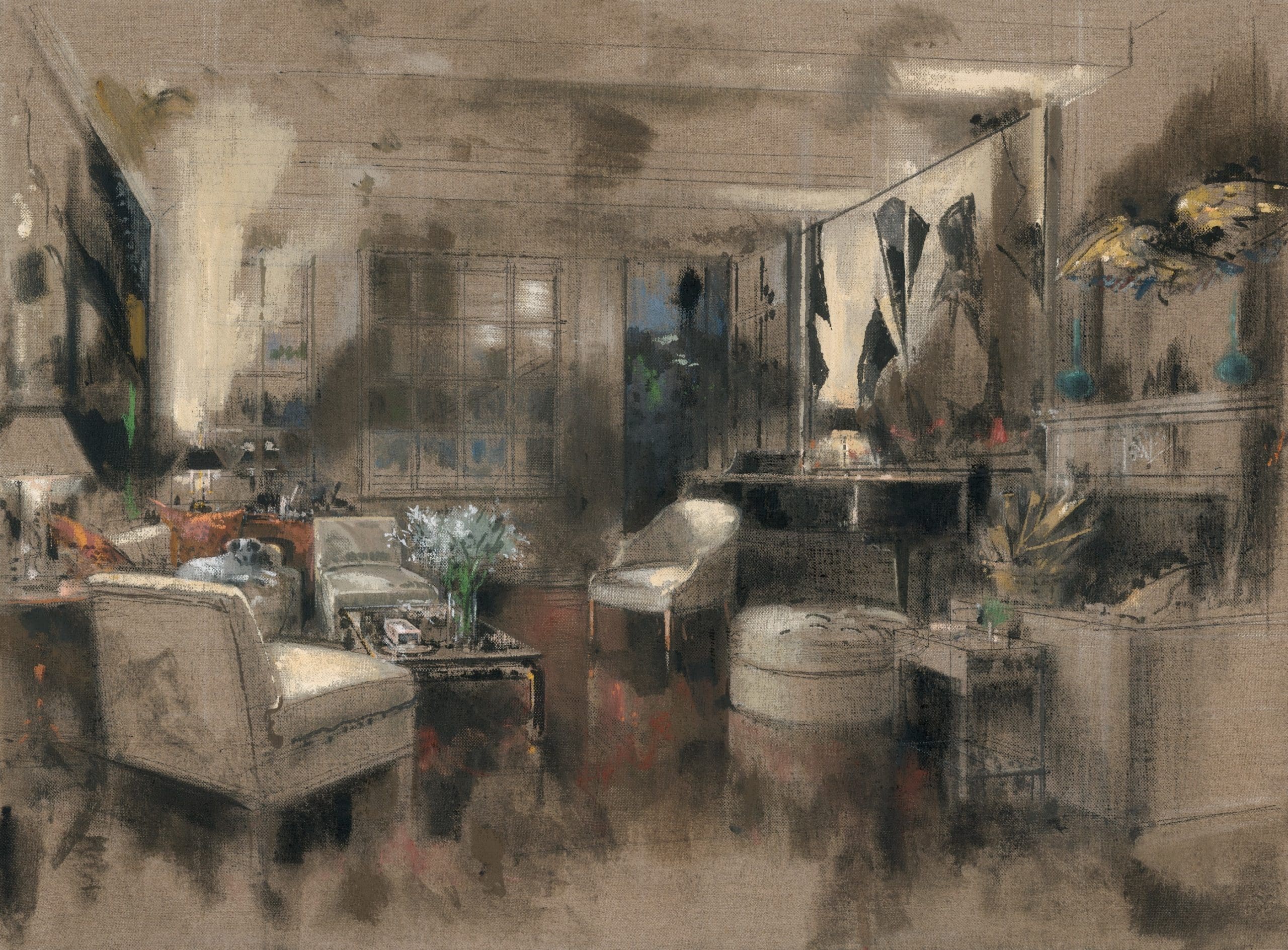 Artist Busser Howell, living room, Murray Hill, New York City, 1999