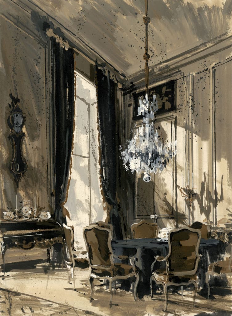Collector and interior designer Don Carlos de Beistegui, dining room, 19 rue de Constantine, Paris, France, 1960