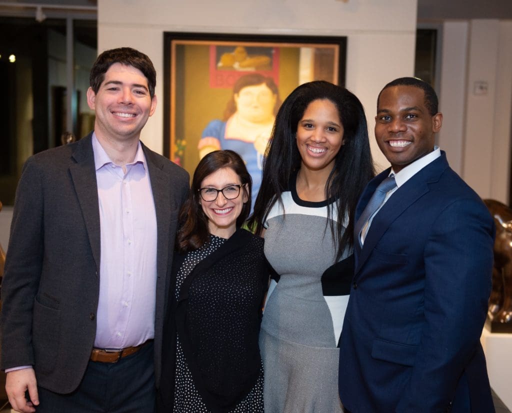 Andrew and Liana Schwaitzberg, Aeirn and Quentin Smith at the Houston Symphony Young Associates Council party at Art of the World Gallery (Photo by Wilson Parish)