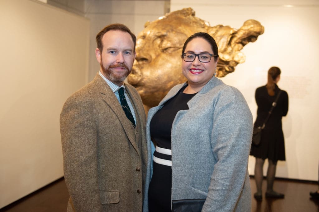 Birk Hutchens, Laurel Flores at the Houston Symphony Young Associates Council party at Art of the World Gallery (Photo by Wilson Parish)