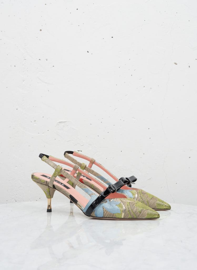 Rochas, flower printed slingback, $825, available at Forty Five Ten Dallas