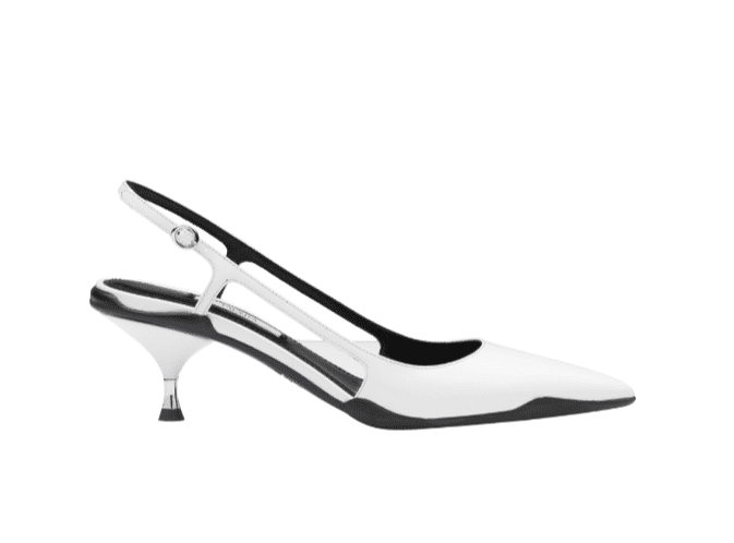 Prada, Opanca leather sling backs in white, $750, available at Prada.com 