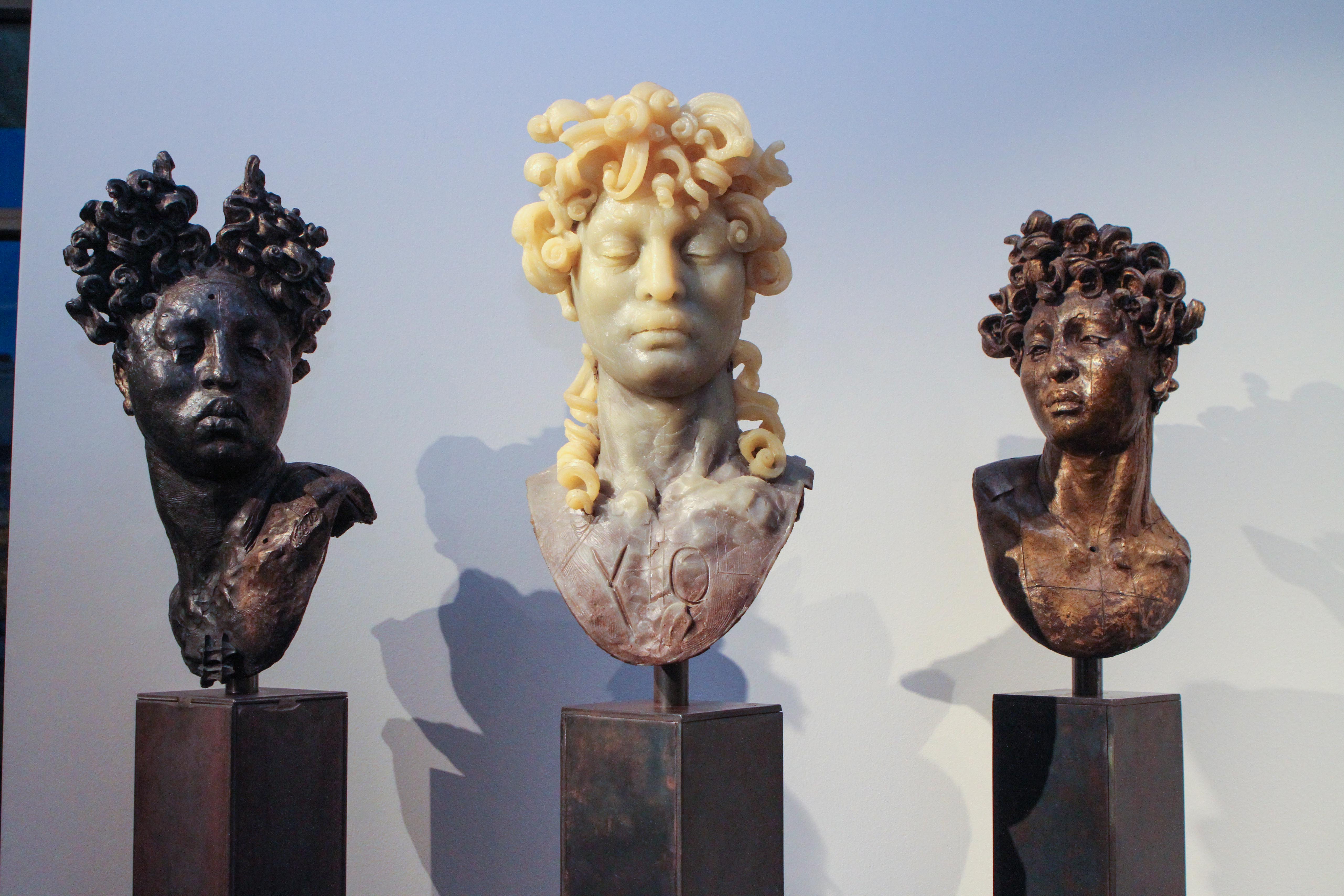 The artist's series that melds the features of indigenous people of Mexico with 18th century wigs (Photo by Chris P. Bachman)