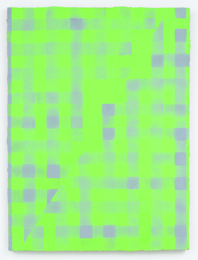 Cheryl Donegan's "Untitled (spring green and blue grey on pink)," 2014, is a transfixing piece sure to garner high bids at the CAMH Gala live auction, Friday, April 12. (Courtesy the artist and David Shelton Gallery)