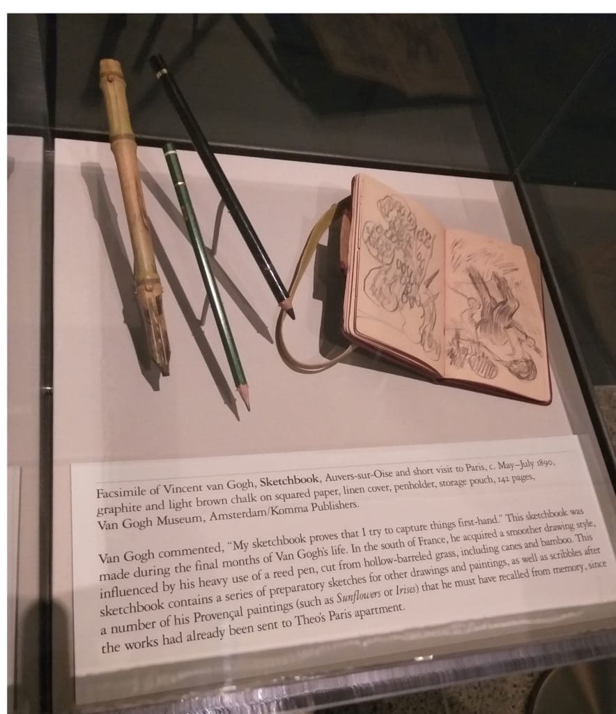 Ephemera such as Van Gogh's sketchbook and pens provide an intimate look at the Dutch painter whose work is now on view at the MFAH. 