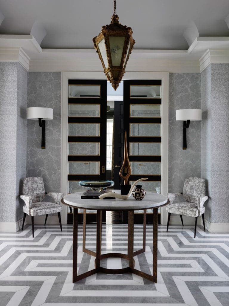 A Fifth Avenue apartment entrance. 
