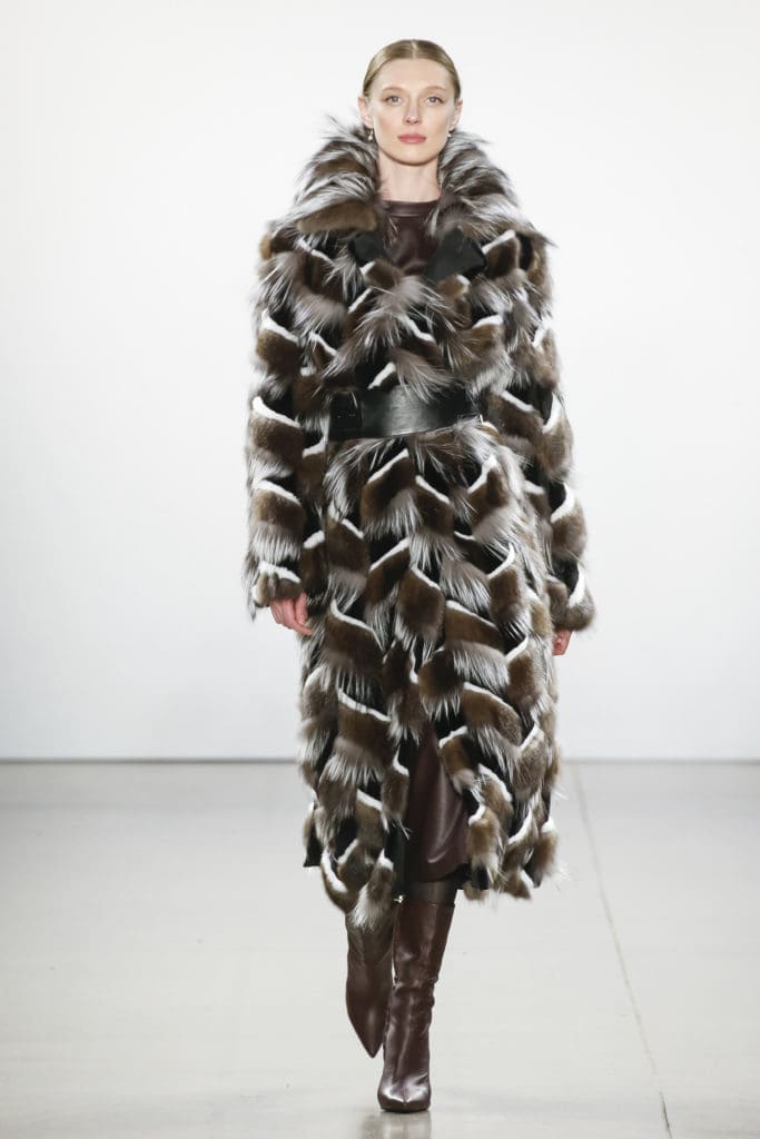 Burnett New York black and brown geometric coat (Photo by Burnett New York)