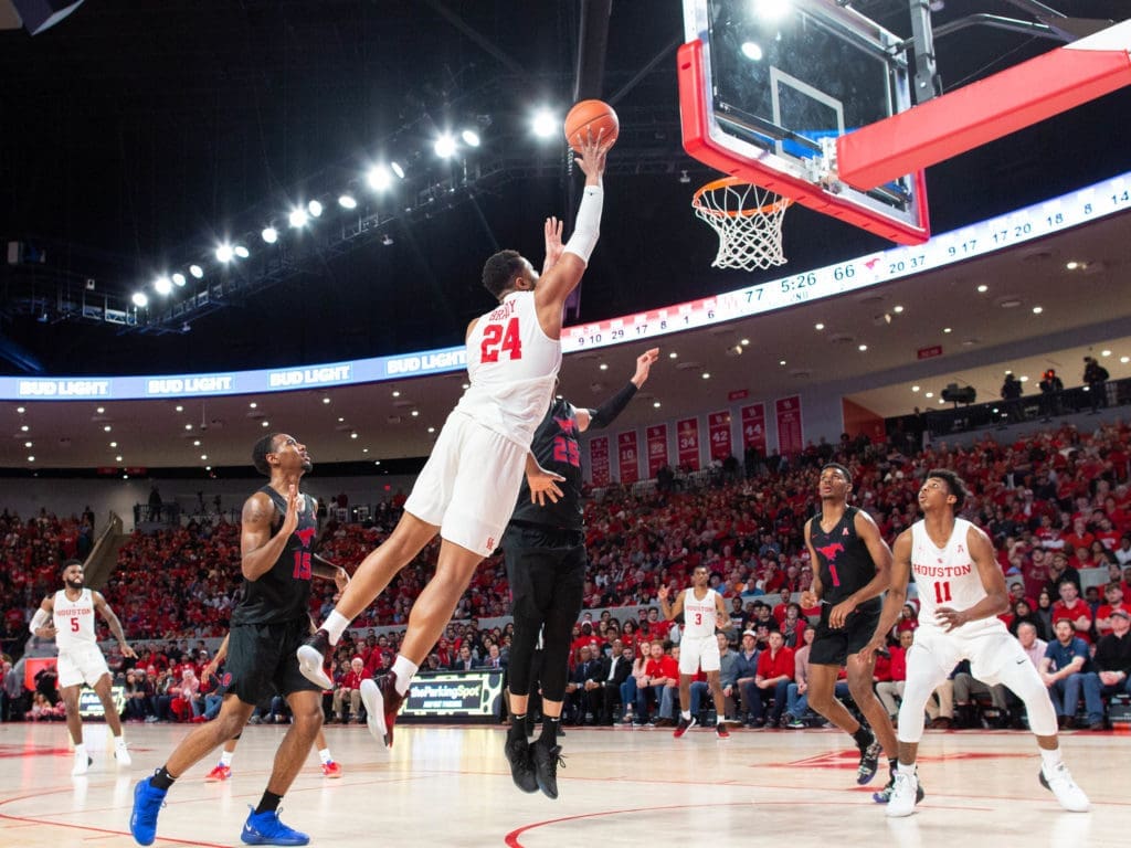 University of Houston forward Breaon Brady has developed a number of moves inside. (Photo by F. Carter Smith)