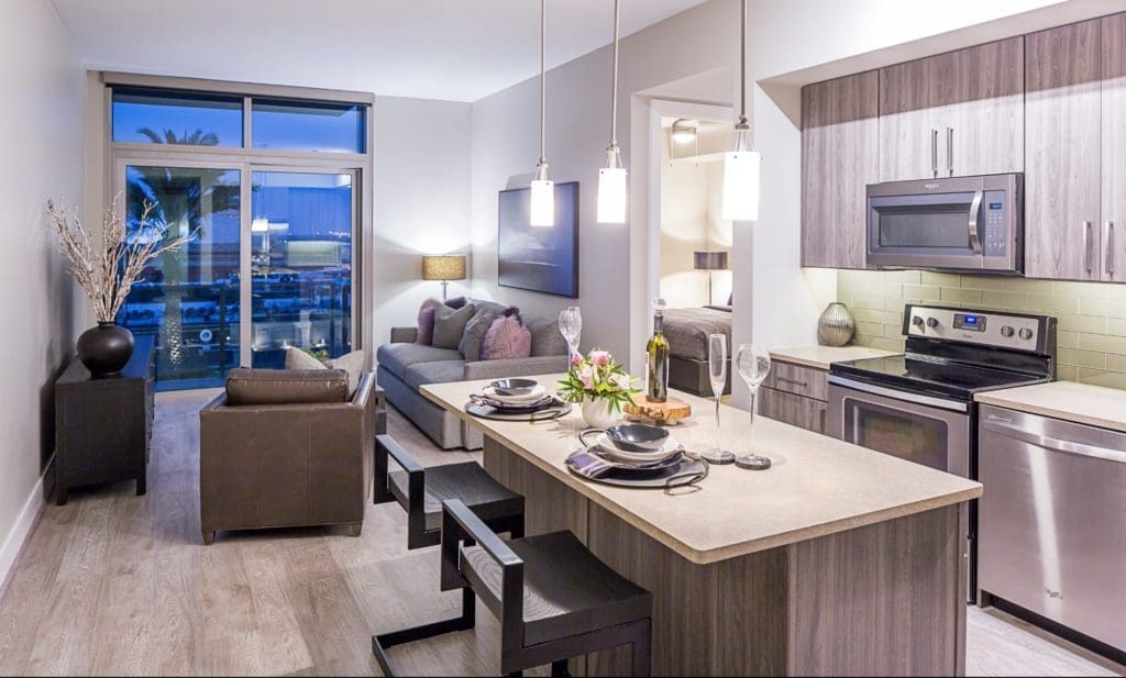Catalyst residences include with wide plank flooring, stainless steel appliances and floor to ceiling windows. (Courtesy of Catalyst)