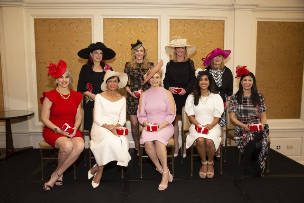 Susan Hansen, Laura Ward, Gayla Gardner, Christie Sullivan, Valerie Dieterich, Kim Moody Divya Brown, Linda Hunsacker,  Kristy Bradshaw at the Easter Seals of Greater Houston Hats Off to Mothers luncheon. (Photo by Jenny Antill Clifton)