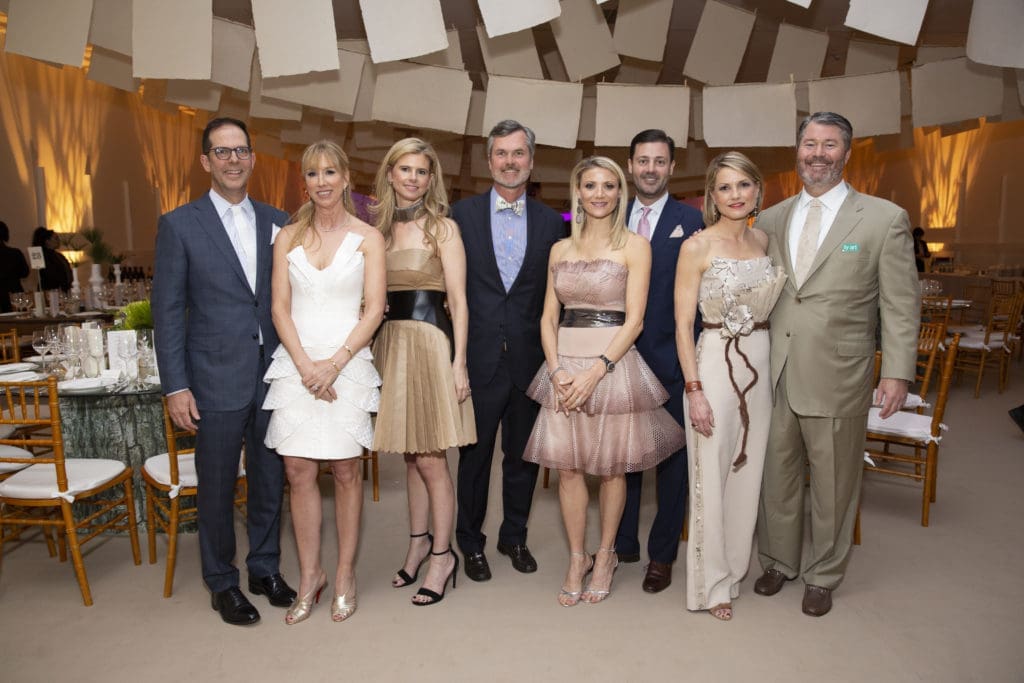 The four chair couples: Jeremy & Caroline Finkelstein, Blakely & Trey Griggs, Stephanie & Ernie Cockrell, Bridget & Patrick Wade at Studio Menil's Paper Ball (Photo by Jenny Antill Clifton)