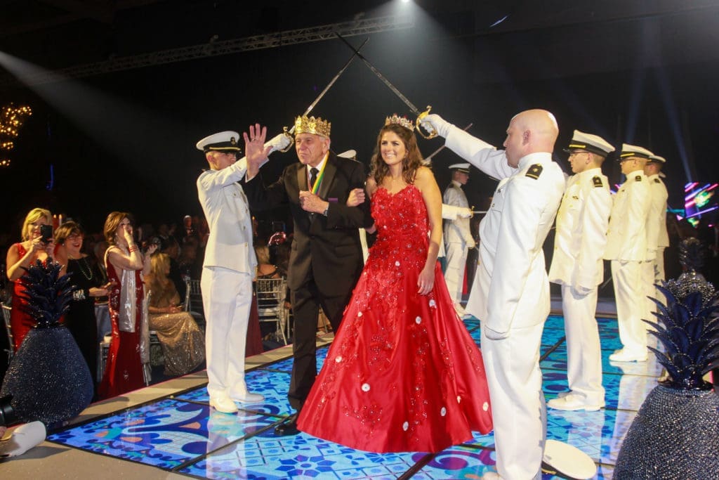 King Frivolous Vic Fertitta and Momus Queen Blayne Fertitta at The San Luis Salute  in Galveston. 