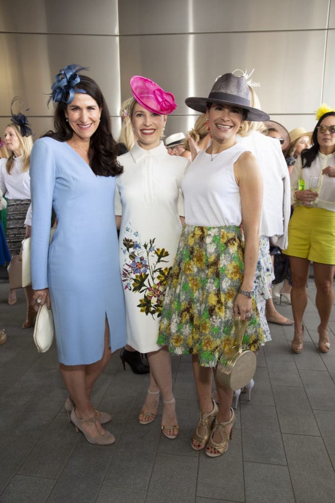Kristen Berger, Isabel David, Kristy Bradshaw at the Hermann Park Conservancy 'Hats in the Park' luncheon.  (Photo by Jenny Antill Clifton)