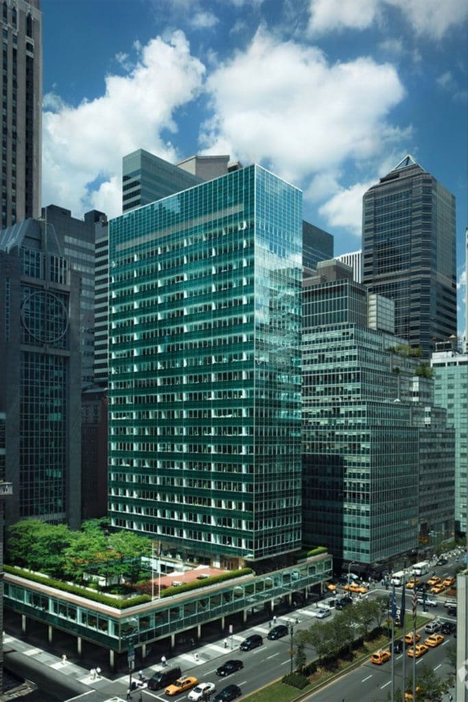 Lever House, New York City, gave inspiration to the Medical Towers, with design input from SOM's Gordon Bunshaft, architect of Lever House. (Courtesy Crain's New York Business)