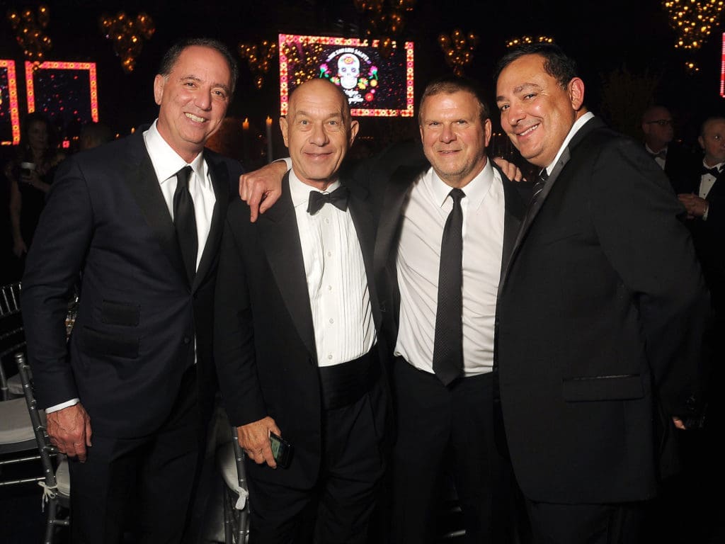 Rich Handler, State Senator John Whitmire, Tilman Fertitta and Houston Police Chief Art Acevedo at the San Luis Salute  in Galveston. (Dave Rossman Photo)