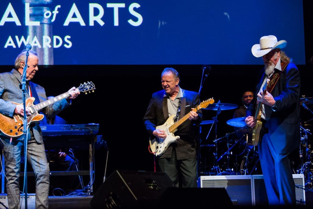 Boz Scaggs,Jimmie Vaughan and Ray Benson at the Texas Medal of Arts Awards in Austin. (Miguel Angel photo)