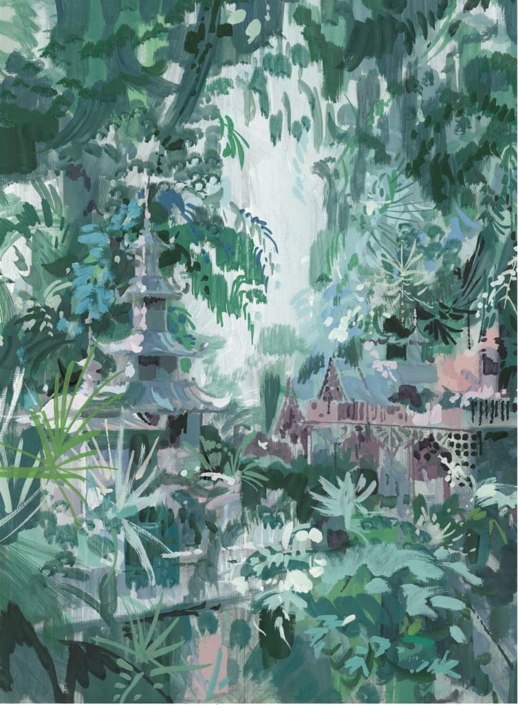 Tony Duquette, Artist & Designer, Oriental Garden, Dawnridge, Beverly Hills, California, 1987