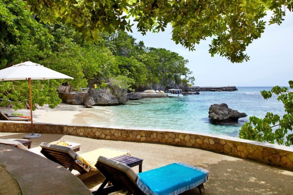 GoldenEye Resort is right on the beach. 