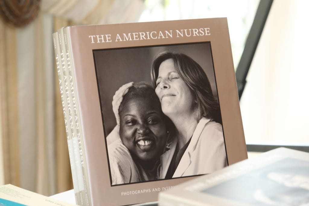 Carolyn Jones book on sale at the PARTNERS luncheon benefiting the Cizik School of Nursing at UTHealth. (Photo by Priscilla Dickson)