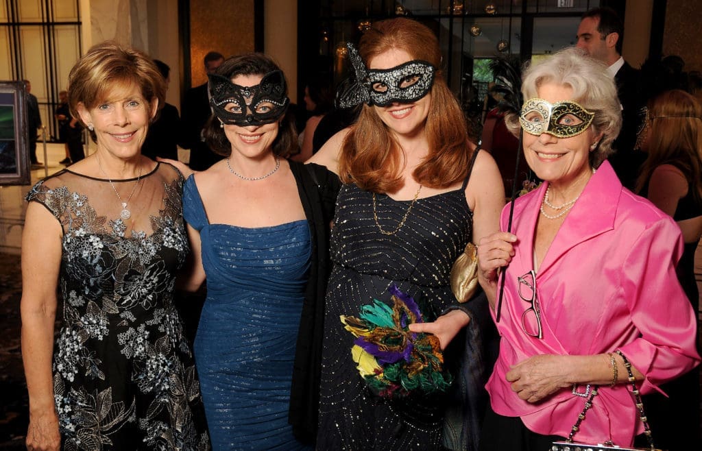 Carroll Robertson Ray, Cullen Geiselman, Beverly Barret, Beth Robertson at the Alley Theatre Ball. (Photo by Dave Rossman)