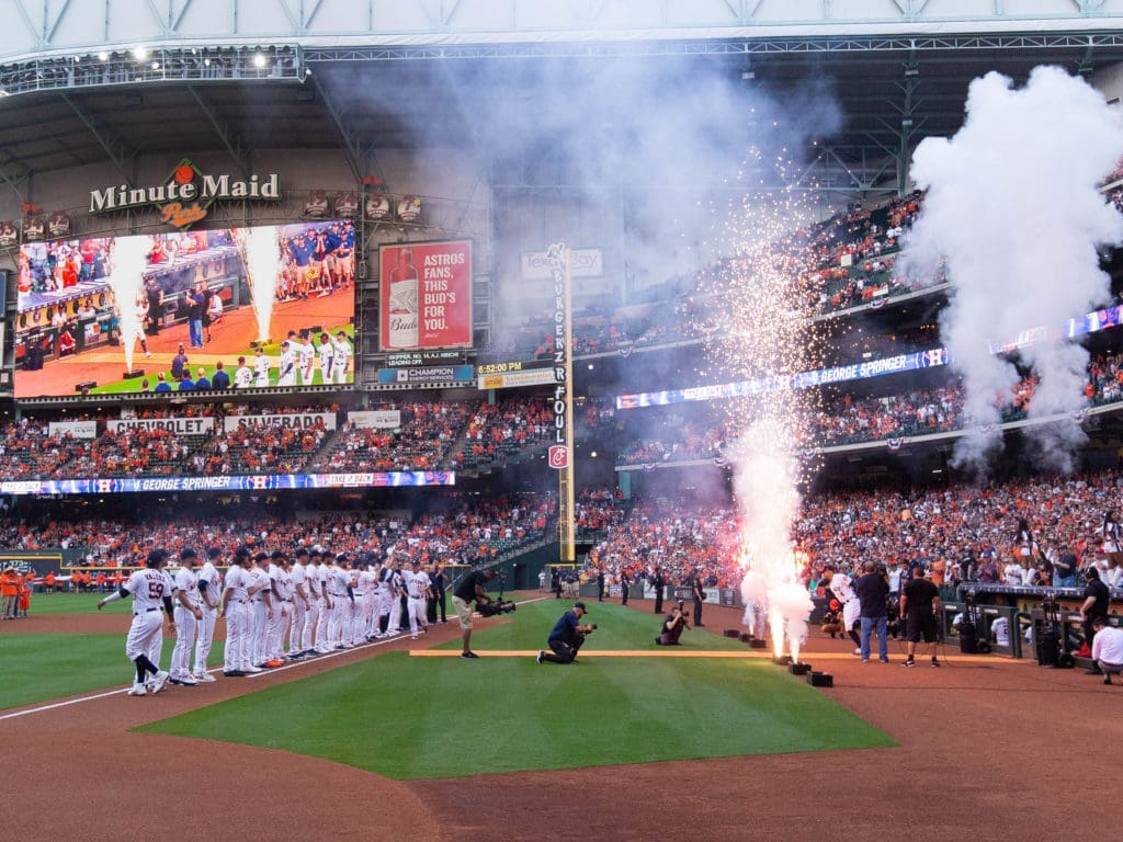 The Houston Astros home opener brought the excitement and plenty of theatrics. (Photo by F. Carter Smith)