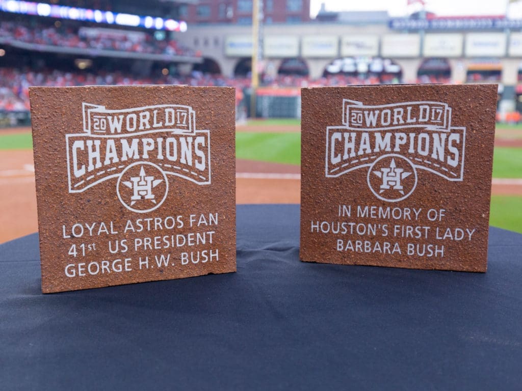 The tribute to George H.W. Bush and Barbara Bush included commemorative bricks. (Photo by F. Carter Smith)