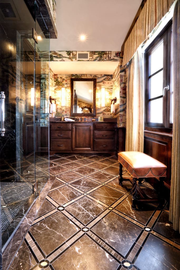 His master bath at the Corona del Mar home designed by Bill Stubbs for a couple from San Antonio.