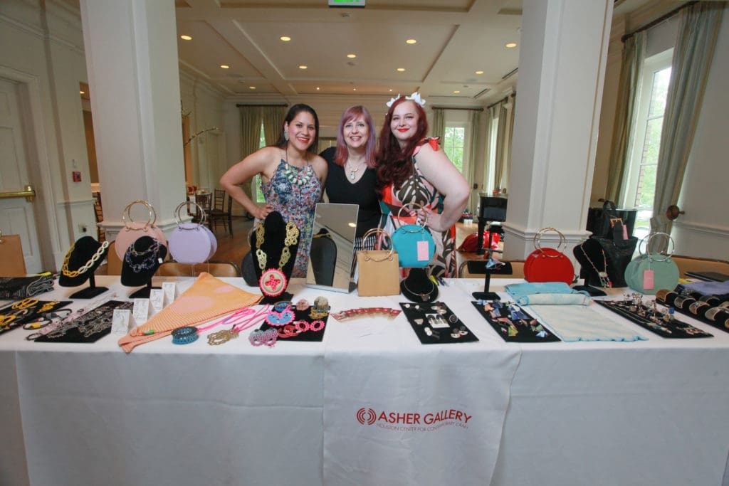 Tarina Frank, Rene Lee Henry, Amanda Shackleford man the Asher Gallery pop-up shop (Photo by Katy Anderson)