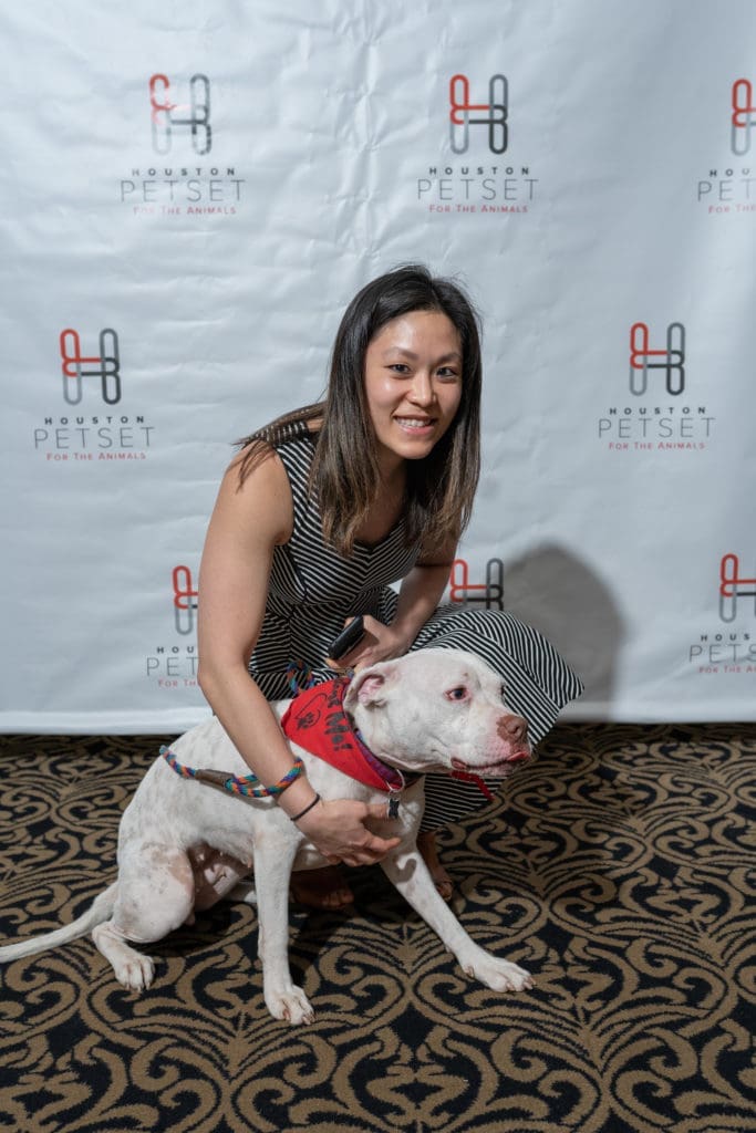 Evelyn Shu and K9 Angels adoptable dog Nala at the Club PetSet Young Professionals party. (Photo by Kathlyn Dragna Photography)