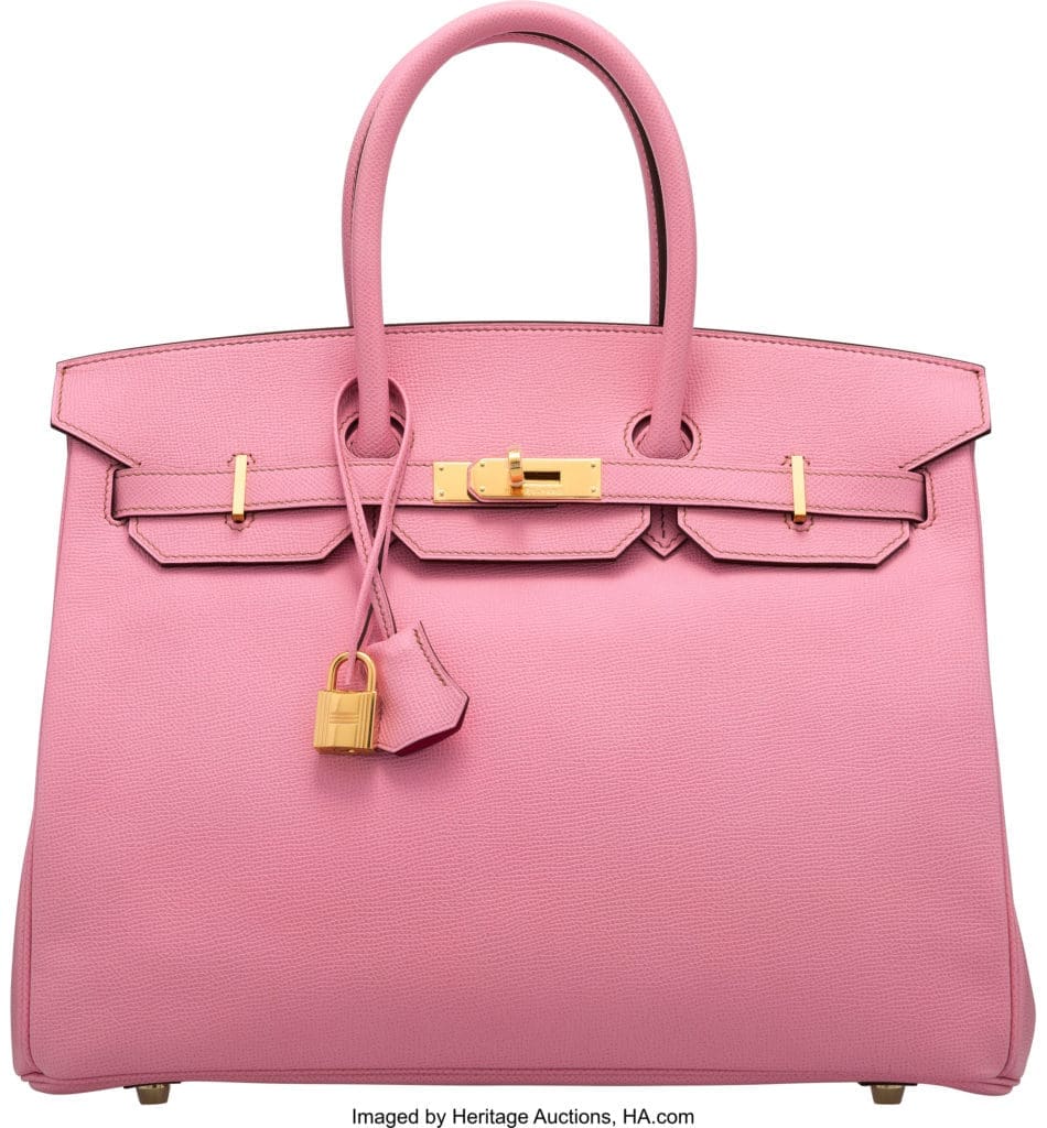 Hermès Special Order Horseshoe 35cm 5P Bubblegum & Rose Tyrien Birkin Bag with Gold Hardware (Courtesy Heritage Auctions, HA.com)  