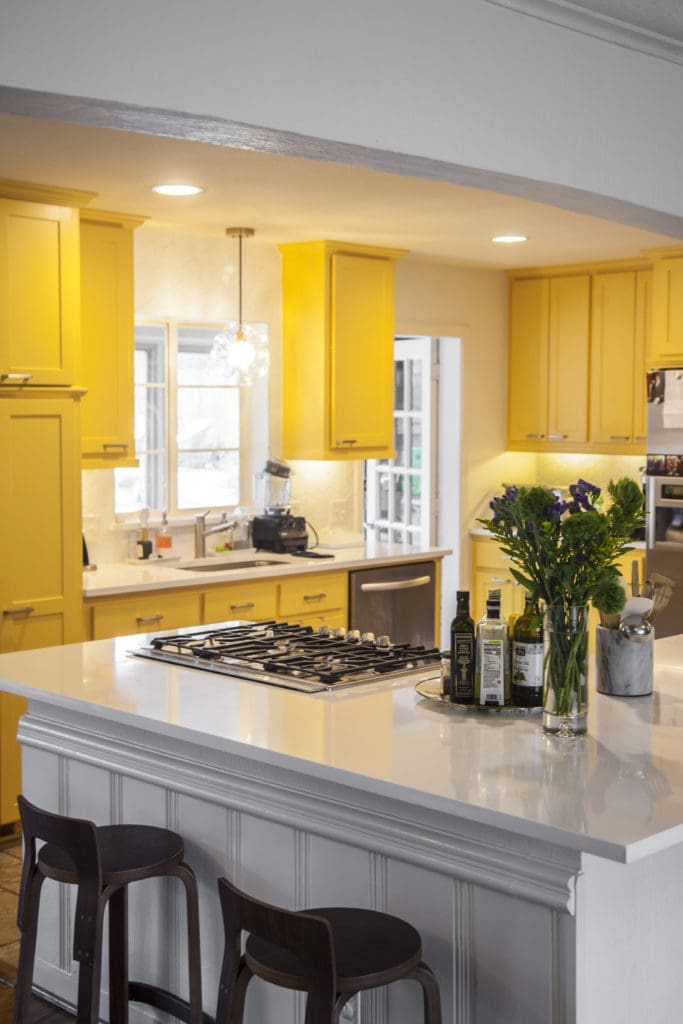 Check out those bright yellow cabinets. (Photo by Kim Leeson)