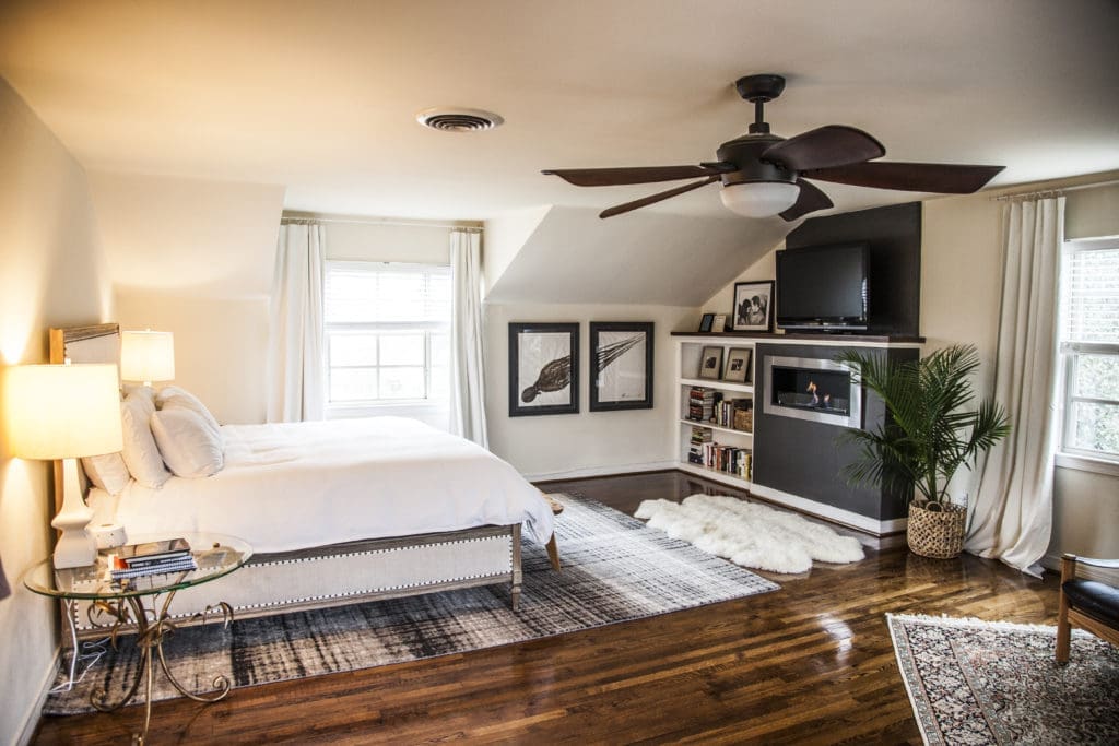 A fireplace in a bedroom. (Photo by Kim Leeson)