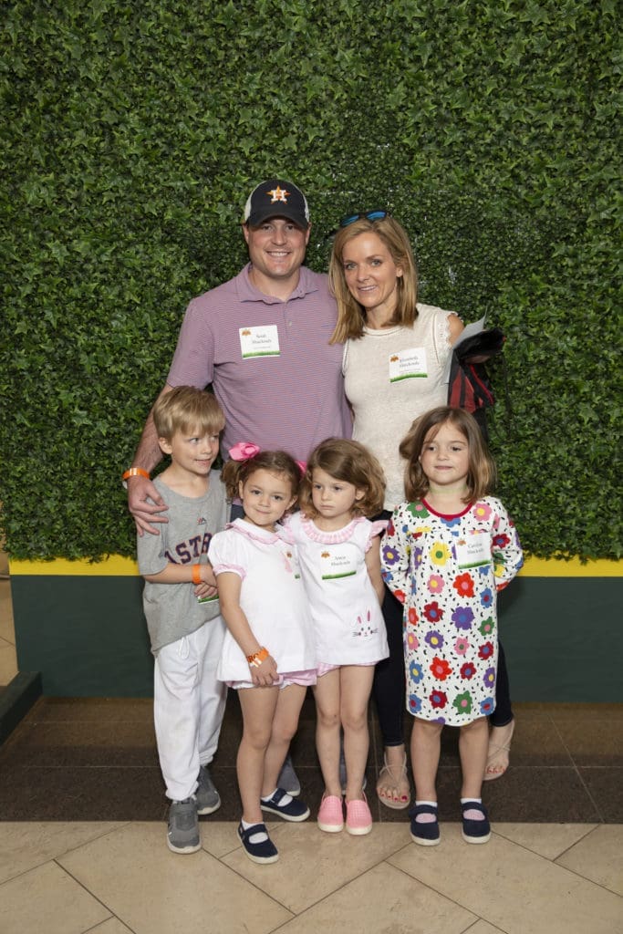 Scott & Elizabeth Shackouls with Charlie, Cate, Annie and Caroline at Minute Maid Park during the Texas Children's Hospital Family Fun Day. (Photo by Jenny Antill Clifton)