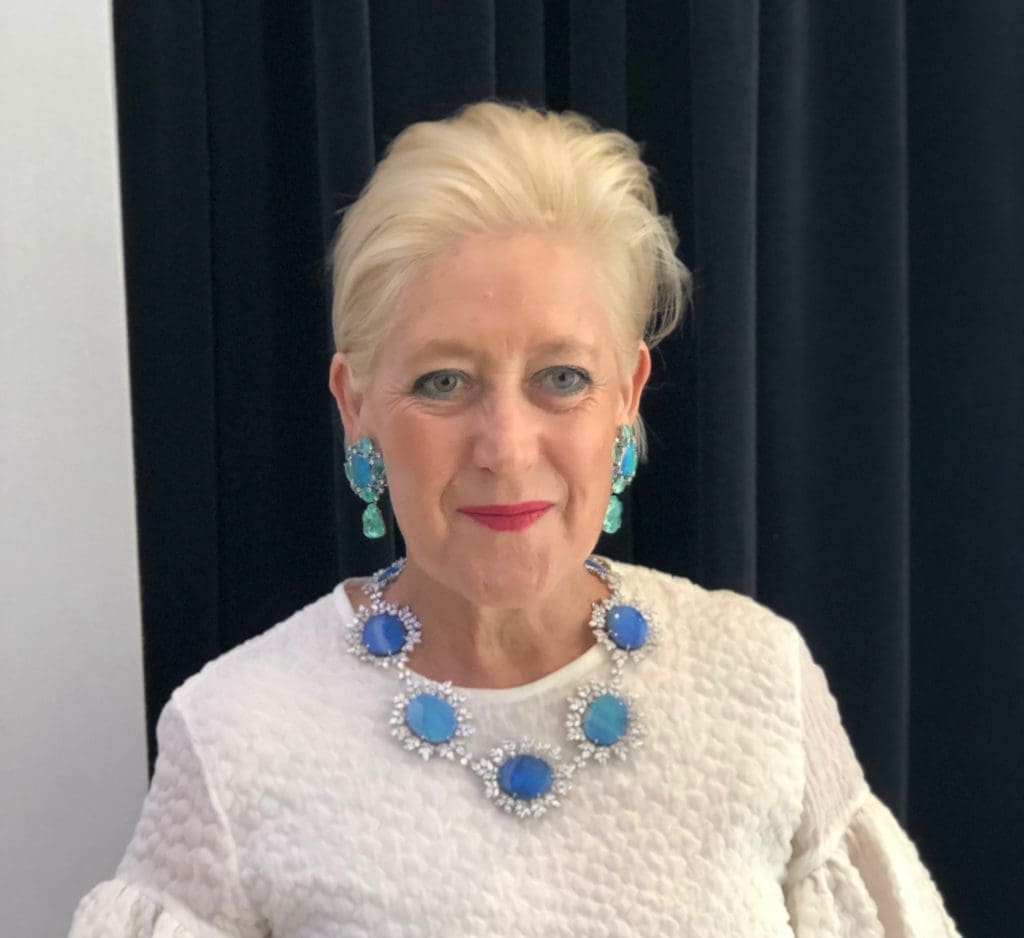 Margot McKinney wears the 'Constellation' opal necklace at the Houston Chronicle Best Dressed Luncheon and Neiman Marcus Fashion Presentation.
